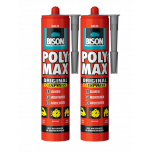 Bison poly max express - montagelijm - extra sterk - grijs - 2 x 425 gram