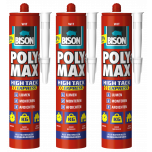 Bison poly max high tack express - montagelijm - extra sterk - extra snel - wit - 3 x 440 gram
