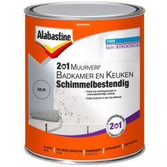 Alabastine 2in1 muurverf badkamer en keuken schimmelbestendig grijs - 1 liter