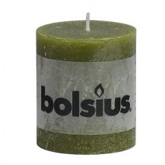 Bolsius stompkaars rustiek olijfgroen - 80 x 68 mm