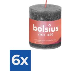 Bolsius Stompkaars Stormy Grey Ø68 mm - Hoogte 8 cm - Donkergrijs - 35 Branduren - Voordeelverpakking 6 stuks