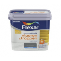 Flexa mooi makkelijk vloeren & trappen lak donkergrijs - 750 ml.