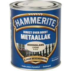 Hammerite direct over roest metaallak hoogglans crème - 750 ml.