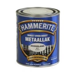 Hammerite direct over roest metaallak hoogglans wit - 750 ml.