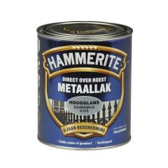 Hammerite direct over roest metaallak hoogglans zilvergrijs - 750 ml.