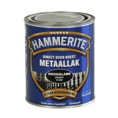 Hammerite direct over roest metaallak hoogglans zwart - 750 ml.