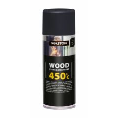 Maston Wood, Stove & BBQ spuitverf  - Mat - Zwart - Hittebestendige Spuitlak - 400 ml