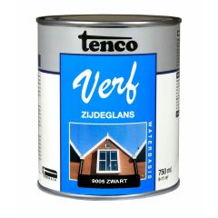 Tenco verf acryl zijdeglans zwart (RAL 9005) - 750 ml
