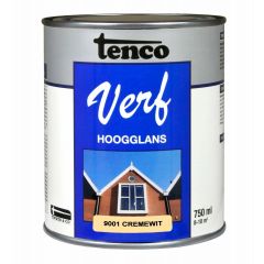 Tenco verf hoogglans crèmewit (RAL 9001) - 750 ml