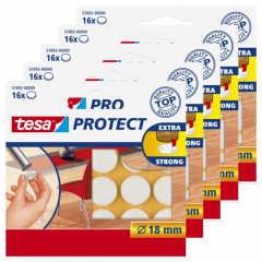 Tesa protect vilt wit - rond - zelfklevend - beschermend - 18 mm - 5 x 16 stuks