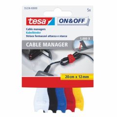 Tesa cable manager kabelbinder veelkleurig - 5 stuks