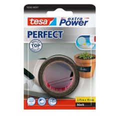 Tesa extra power perfect textieltape zwart blisterverpakking - 2,75 m x 19 mm.