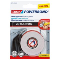 Tesa powerbond ultra strong dubbelzijdige montagetape - 1,5 m x 19 mm.