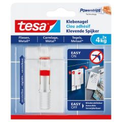 Tesa powerstrips verstelbare klevende spijker voor tegels & metaal 4 kg. - 2 stuks