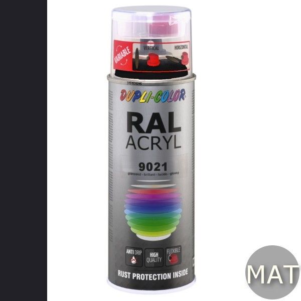 Nucleair Adverteerder inkt Dupli-Color acryllak mat RAL 9021 teer zwart - 400 ml. | Bullstore.nl