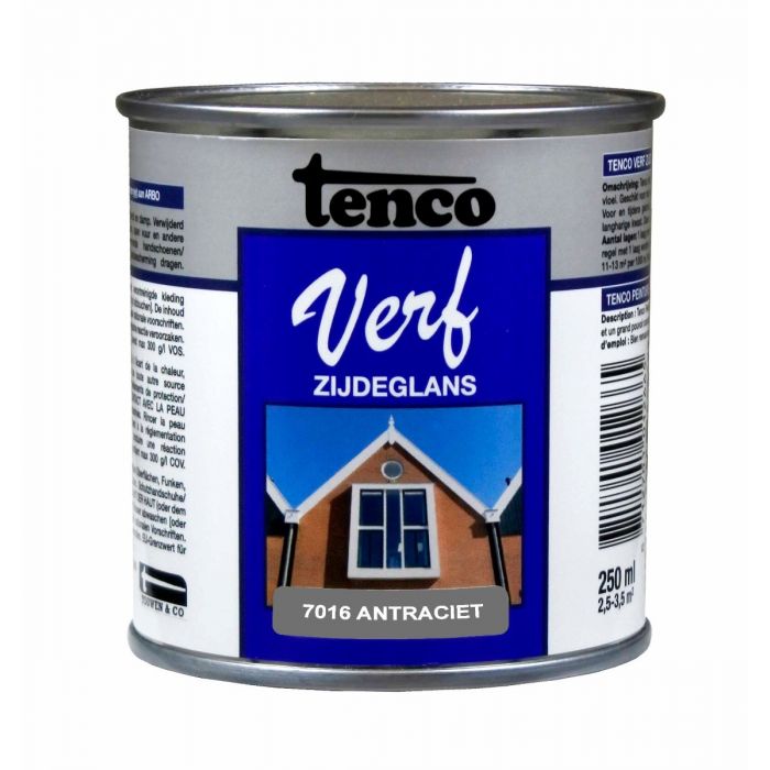 Huidige piek koppel Tenco verf zijdeglans antraciet (RAL 7016) - 250 ml | Bullstore.nl