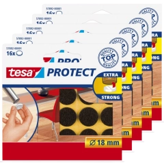 Tesa protect vilt bruin - rond - zelfklevend - beschermend - 18 mm - 5 x 16 stuks