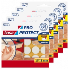 Tesa protect vilt wit - rond - zelfklevend - beschermend - 18 mm - 5 x 16 stuks